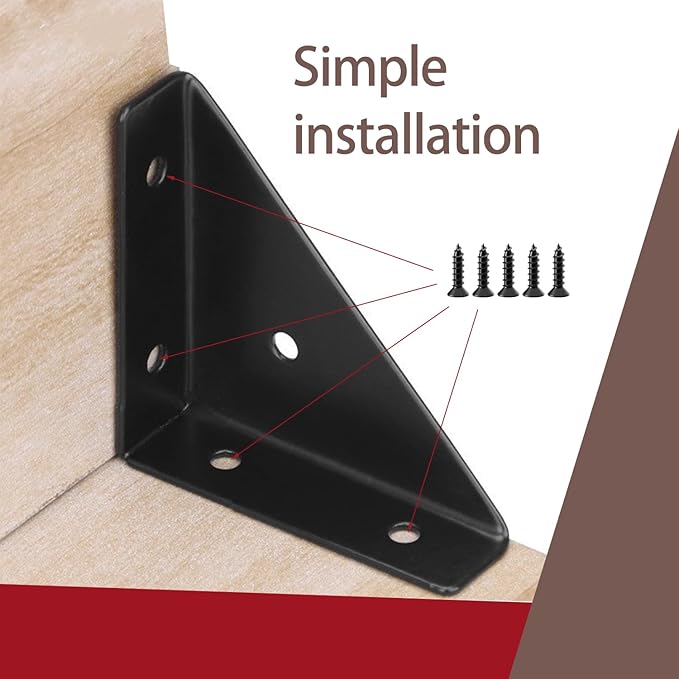 4 Pcs Trapeziform Angle Brackets, Shelf Brackets Heavy Duty Triangular Bracket Fastener, Cold Rolled Steel Braces Joining Support for Desk Bed Edge (Black), SJ2-WDQ-4P