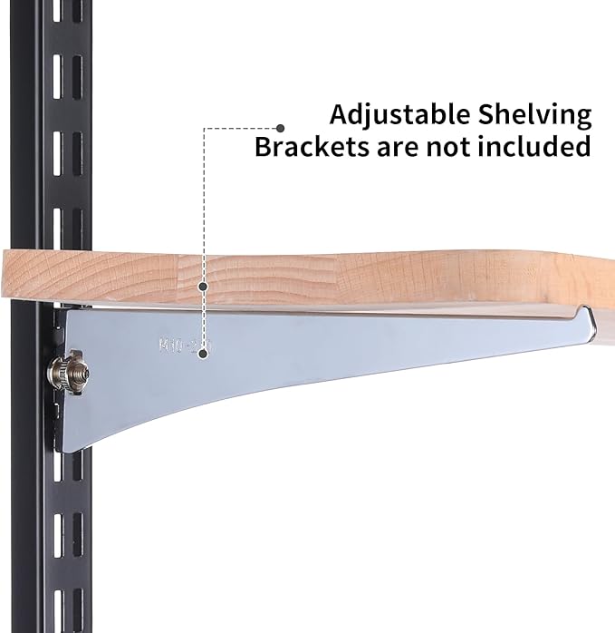 12 Pcs Shelf Rails Bracket Track 47.5 Inches Upright Closet System Hardware Adjustable Wall Standard Shelf Standards for Pantries, Linen Closets, Laundry Rooms, Utility Rooms (Black)