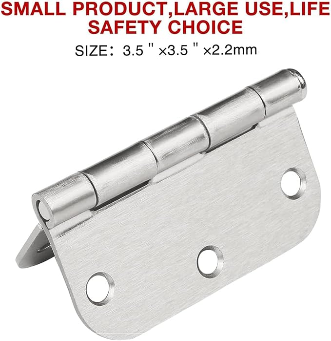 18 Pack Brushed Nickel Door Hinges 3 1/2 Inch Interior Door Hinges 3.5 Inch Rounded 5/8” Radius Corners No-Squeak Sturdy Flat Iron Construction Standard Residential Hardware for Bedroom Home Indoor