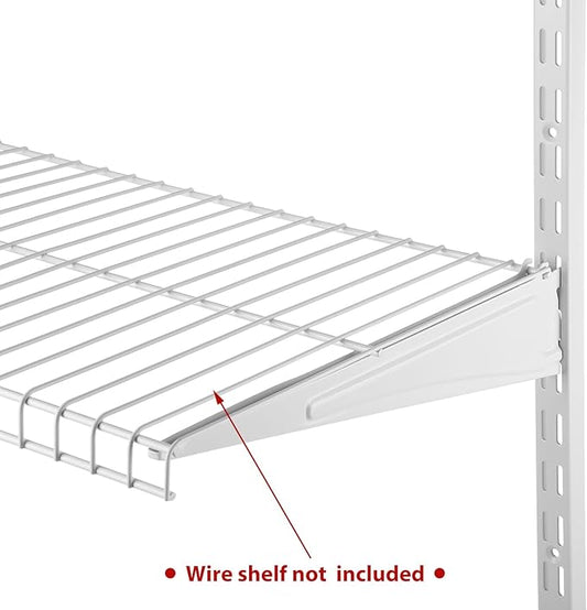 47.5 Inch Twin Rail Upright Wall Shelving System with 12 Inch Locking Shelf Bracket Adjustable Closet System Heavy Duty Metal Support for Deep Wire Shelving Closet (16 Pcs)