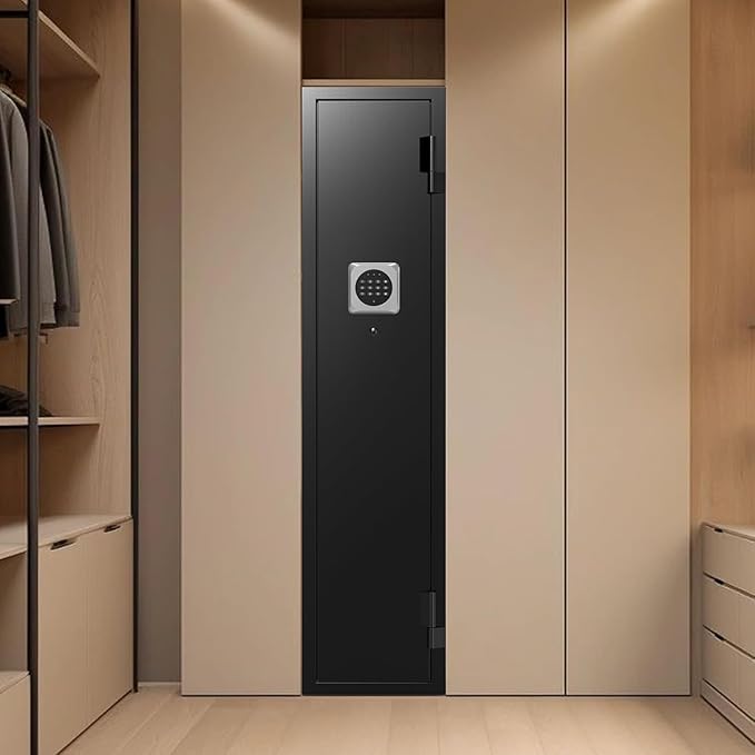 2-3 Gun Safe for Rifles and Pistols, No Assembly Required Gun Cabinet with Removable Shelf, Rifle safe with 180° Full Access Door, Gun Safes with Password Lock, Alarm System & Mute Mode