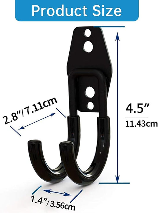 2 Pack Garage Storage Utility Hooks,Garage Garden Tool Organizer,Steel Wall Mount Hooks, Garden Small U Hooks (Type O-Black)