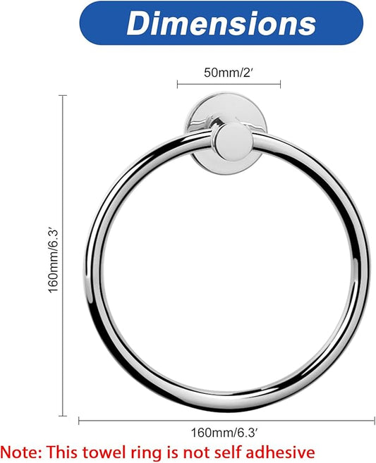 NearMoon Bath Towel Ring, Bathroom Hardware Accessories-Thicken Stainless Steel Hand Towel Holder for Bathroom, Modern Round Towel Hanger Wall Mounted (Chrome, 2 Pack)