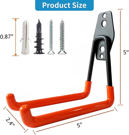 Garage Storage Utility Hooks,Garage Garden Tool Organizer,Steel Wall Mount Hooks, Large Garden U Hooks (2 Pack)