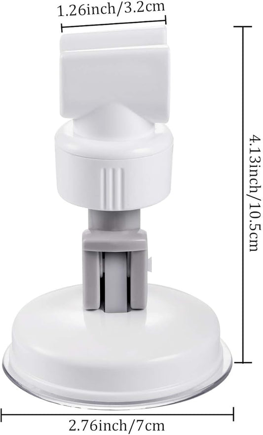 Zhehao Adjustable Shower Head Holder, Removable Suction Cup Shower Head Holder, No Drill Wall Mounted Suction Bracket with Chrome Polished for Marble Glass Metal Ceramic(1,Grey Wrench)