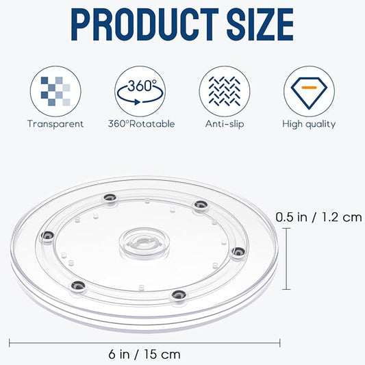 6 inch Small Lazy Susan,Lazy Susan Turntable for Cabinet,Clear Plastic Lazy Susan Organizer for Spice Rack