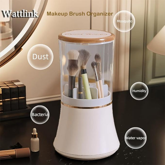 Exquisite makeup brush organizer, Makeup Brush Holder with Lid, Cosmetic Tools Storage Organizer for Vanity Desktop Bathroom Countertop ( White )