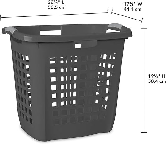 Sterilite 4-Pack 2.1 Bushel Ultra Easy Carry Hamper, Laundry Basket Organizer, Flat Gray - Large Plastic Clothes Bin for Home, Dorm, Bathroom, and Bedroom Organization