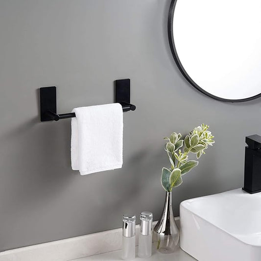 KES 9-Inch Self Adhesive Towel Bar Kitchen Towel Rack Wall Mount No Drill SUS 304 Stainless Steel Matte Black, A7000S23-BK