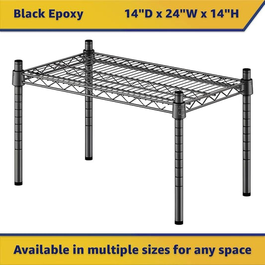 14" x 24" x 14" Black Epoxy Wire Storage Shelf, Dunnage Rack, Commercial 1 Tier Small Shelf