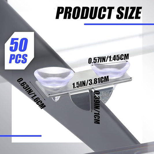 Tandefio 50 Pcs Center Shelf Rest Clip with Rubber Cushion, Galvanized Metal Glass Shelf Brackets Balancing Clip for Brackets to Hang Glass, Metal, Wood