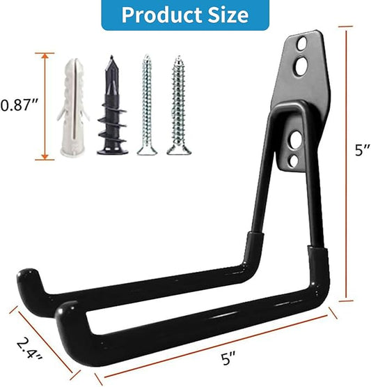 Garage Storage Utility Hooks,Garage Garden Tool Organizer,Steel Wall Mount Hooks, Large Garden U Hooks (2 Pack)
