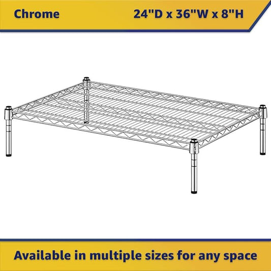 24" x 36" x 8" Chrome Wire Storage Shelf, Dunnage Rack, Commercial 1 Tier Small Shelf