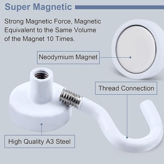 DIYMAG Magnetic Hooks, 30Lbs Strong Heavy Duty Cruise Magnet S-Hook for Classroom, Fridge, Hanging, Cabins, Grill, Kitchen, Garage, Workplace and Office Etc, (40 Pack-White)