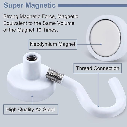 DIYMAG Magnetic Hooks, 30Lbs Strong Heavy Duty Cruise Magnet S-Hook for Classroom, Fridge, Hanging, Cabins, Grill, Kitchen, Garage, Workplace and Office Etc, (20 Pack-White)
