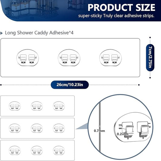 14 Pack Shower Caddy Replacement Strong Hooks, No Drilling Shower Shelf for Caddy, Soap Holder and Kitchen Racks (Clear 3 Hooks)