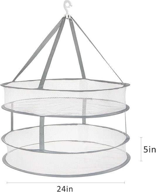 AUTODECO 2-Tier Folding Mesh Clothes Hanging Dryer, Sweater Drying Rack, Large Laundry Drying Rack, Lay fold Flat Dry Hanger, Mesh Clothes Hanging Dryer - L(2Tier)