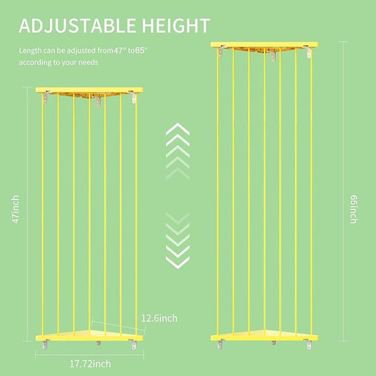 Stuffed Animal Storage Shelf Organizer - Corner Stuffed Animal Holder Length Adjustable - Wall Plush Storage Net for Playroom Bedroom (Yellow, Standard)