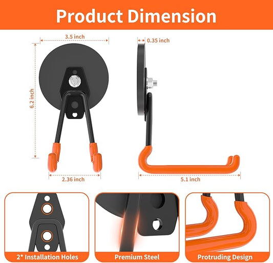ENUODA Strong Magnetic Hooks Heavy Duty Magnetic Tool Holder Large Magnet Hooks for Hanging Shovel, Garden Tool, Toolbox, Power Tool, Broom, Garage, Locker, Container, Van, Organization, 2 PCS