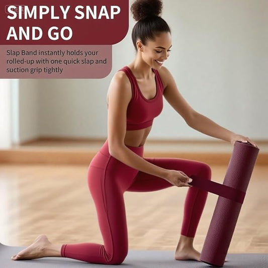 25" Yoga Mat Strap | Slap Band Holder for Carrying and Storage Mats | Rolled Scrunchie Yoga Essential Accessory