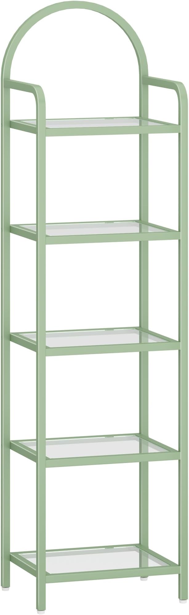 Bookcase Bookshelf, Tempered Glass Bookshelves, Slim Shelving Unit for Bedroom, Bathroom, Home Office, Steel Frame, 5 Tier Green BC05099C
