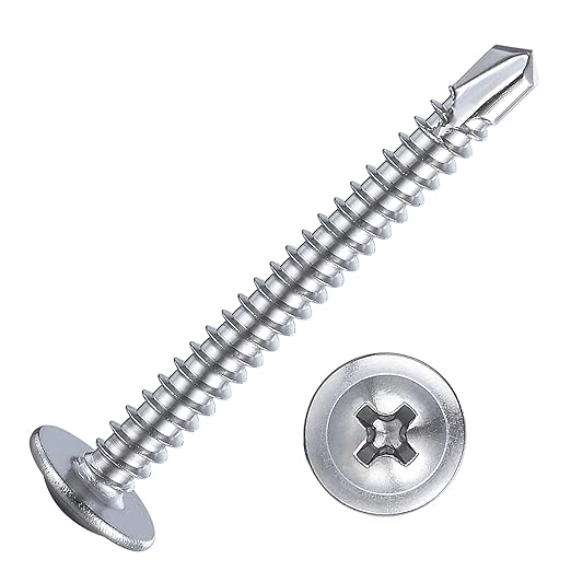 Wensilon(100pcs)#8×2”for Sheet Metal Self-Tapping Screws 410 Stainless Steel Truss Head High-Strength Quick Tapping Screws