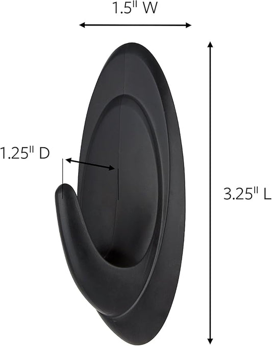 Command Hooks, Black, 3 lb Capacity | Outdoor | Water-Resistant Strips | 2-Hooks 4-Strips | Damage-Free