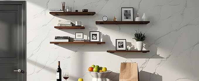 12 Pack - 10 inch Black Hidden L Shelf Bracket (1/5 Inch Thicked) Iron Floating Shelf Brackets Rustic Industrial Metal Brackets for Shelf Support