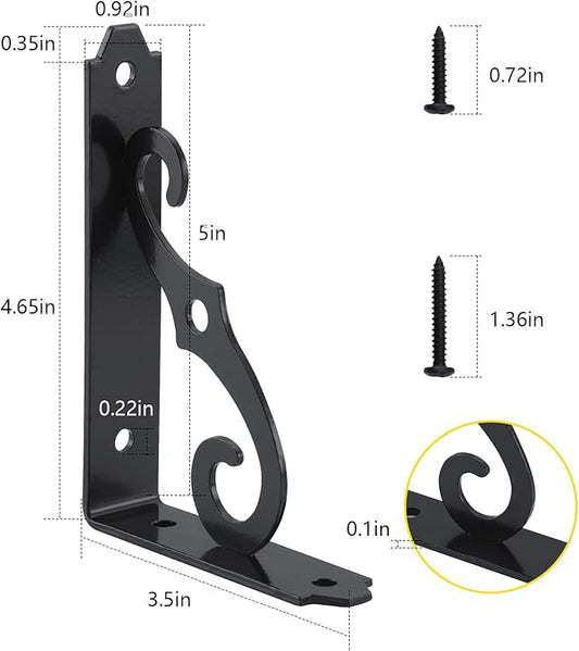 HOME MASTER HARDWARE 5 inch Shelf L Brackets Decorative Shelf Brackets Shelf Support Corner Brace Joint Right Angle Bracket with Screws Black 10-Pack (5 x 3-1/2 inch)