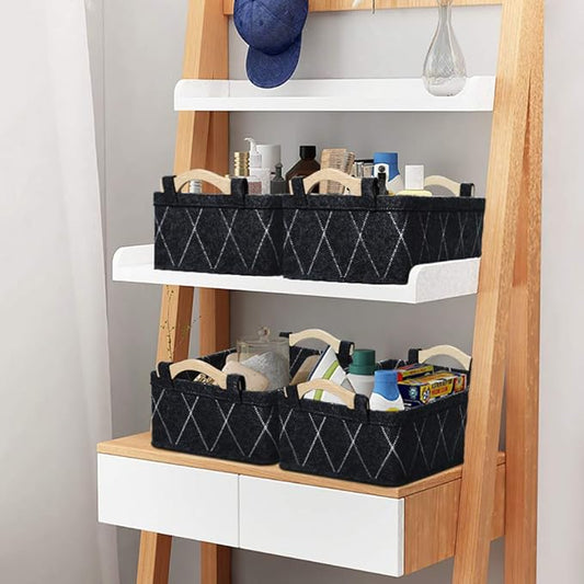 Gray Storage Baskets Bin Empty Basket Foldable Fabric Storage Cubes for Desks Drawers Shelves Pantry Cabinet Bathroom Office Sturdy Home Decor