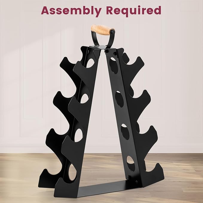 Wetheny Dumbbell Rack Stand Only (Dumbbells not Included), Compact A-Frame Weight Rack with Wooden Handle, for Home Gym Workout