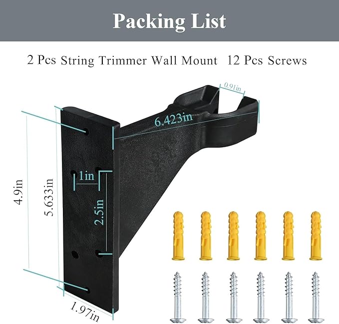 Premium Heavy-Duty Wall Hanging Holder for Garden Power Tools, Garage Storage Organizer, Storage Hooks for Trimmer, Holds up to 300lbs, Fits EGO 56V Trimmer and Edger, Ego Power/Edger(2Pcs/6-Hole)