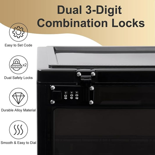 Lalifebuss Large Lock Box for Personal Items, 24 Litre Combination Lockable Storage Box for Office Locker/School/Medicine/Snacks/Phone Jail/Electronic/Home