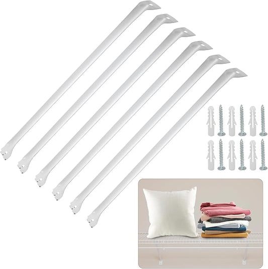 Uenhoy 6 Pack White 12 Inch Support Brackets for Wire Shelving, Wire Shelf Brackets Closet Shelf Bracket for Wardrobe Closet Support, with Anchors and Screws