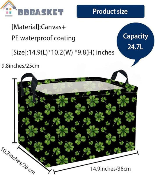 Rectangle Patrick's Day Baskets Kids Baskets Clover Storage Bin Organizer Box for Room Decor Gift Basket