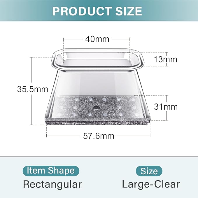 24 Pcs Chair Leg Floor Protectors Rectangle, Silicone Felt Furniture Leg Pads Caps Covers for Hardwood Floors, Fit L:1-1/2" to 2", W:3/4" to 1"