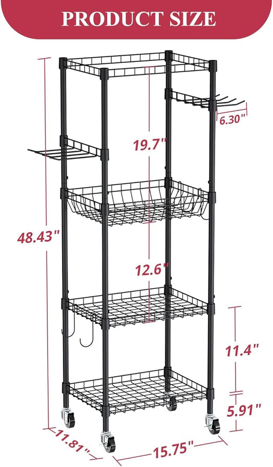 VOPEAK Home Gym Storage Rack with Wheels, Yoga Mat Storage Organizer for Kettlebells, Dumbbells, Resistance Bands, Space Saving 3-Tier Weight Rack for Home Gym, Garage, Easy to Install