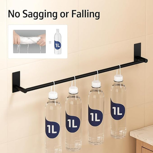 KES Bathroom Towel Bar Usable Length 24-Inch Adhesive Hand Towel Holder No Drill Wall Mounted SUS 304 Stainless Steel Matte Black, A7000S60B-BK