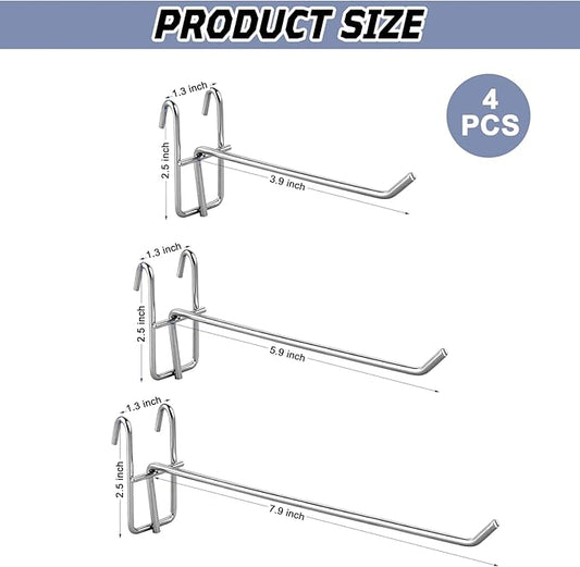 12 Pcs Heavy Duty Wire Shelving Accessories, 3.9/5.9/7.9 Inch Metal Hooks for Wire Shelving for Hanging Kitchen Utensils, Storage Rack Display Organizer Accessories