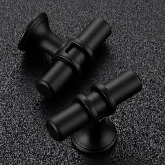 5 Pack Matte Black Cabinet Knobs - Kitchen Cabinet Knobs Black Cabinet Pulls for Kitchen Cabinet Drawer Stainless Steel Dresser Knobs for Cabinet Hardware 2 Inch Length Single Hole T Bar