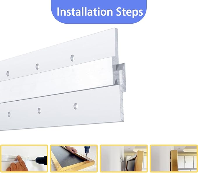 18'' French Cleat- Heavy Duty Aluminum Headboard Wall Mounting Brackets-French Cleat Hanger for Hanging Picture, Mirror, Shelf, Headboard, Panel or Whiteboard (1Pair, Supports 140lbs )