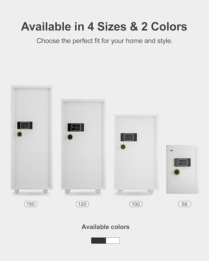 TIGERKING 7.2 Cu Ft Large Home Security Safe – Solid Steel Jewelry Cabinet with Digital Touchscreen Lock, Adjustable Shelves, Easy to Use, Anti-Theft Protection, for Families & Valuables (White)