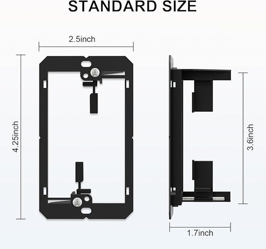 FGB 20 Pack Low Voltage Mounting Bracket, 1 Gang Low Voltage Box Brackets for Single Gang Wall Plate, Telephone Wires, Network Cables, HDMI, Coaxial, Speaker Cables, Black