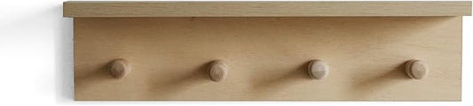 Entrance Coat Rack ,Coat Hooks, Wall-Mounted Wooden Hook Rack, Wall-Mounted Shelves are Very Suitable (Birch Color Finish—A-1)