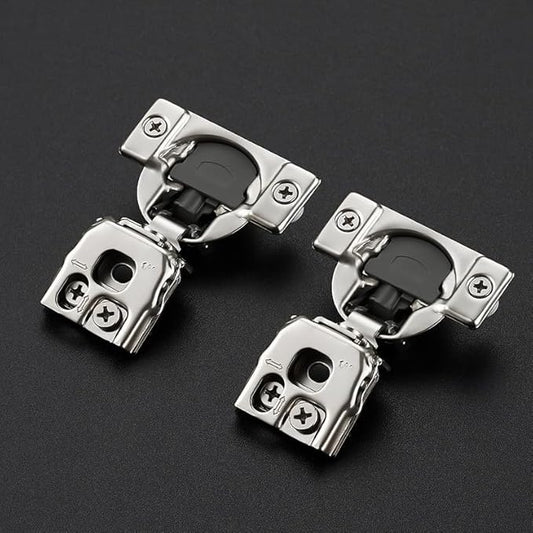 30 Pack 15 Pairs 1 Inch Overlay Soft Close Hinges for Kitchen Cabinet - Satin Nickel Hidden Concealed Hinge - Stainless Steel Self Closing