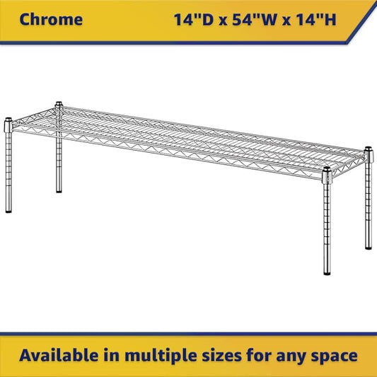 14" x 54" x 14" Chrome Wire Storage Shelf, Dunnage Rack, Commercial 1 Tier Small Shelf