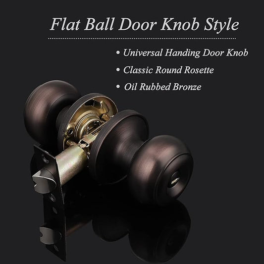 Probrico Privacy Door Knob Bed Bathroom Interior Door Handle Lock Oil Rubbed Bronze