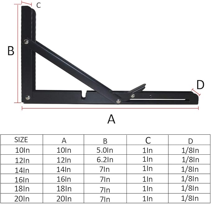 Storystore Folding Shelf Brackets - 18 Inch Heavy Duty Metal Collapsible Shelf Bracket for Bench Table, Shelf Hinge Wall Mounted Space Saving DIY Bracket, Max Load: 150 lb 2 PCS (, Black)