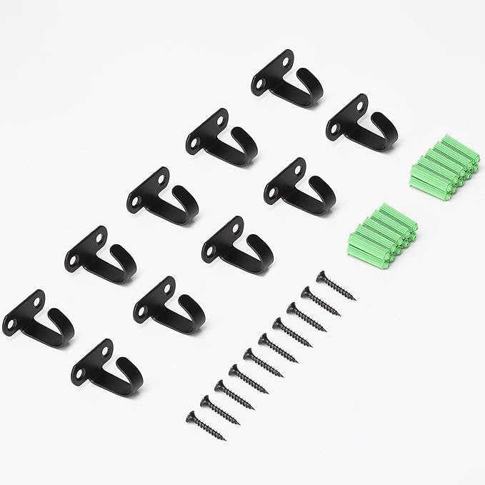 NearMoon Stainless Steel Screw Mounted Ceiling Hooks, Under-Shelf Towel/Robe Clothes Hook Heavy Duty Coat Hanger for Bathroom Kitchen Cabinet Garage, 10 Pack (Matte Black)