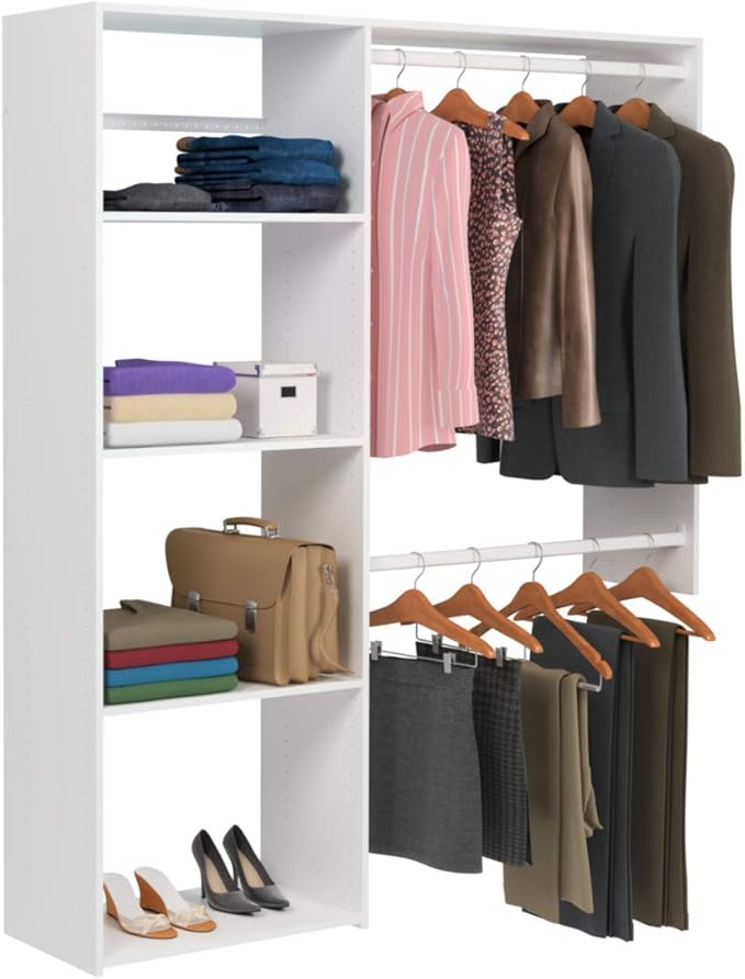 Easy Track 3'-5' W Deluxe Shelving Easy-to-Assemble Kit Closet Organizer, White